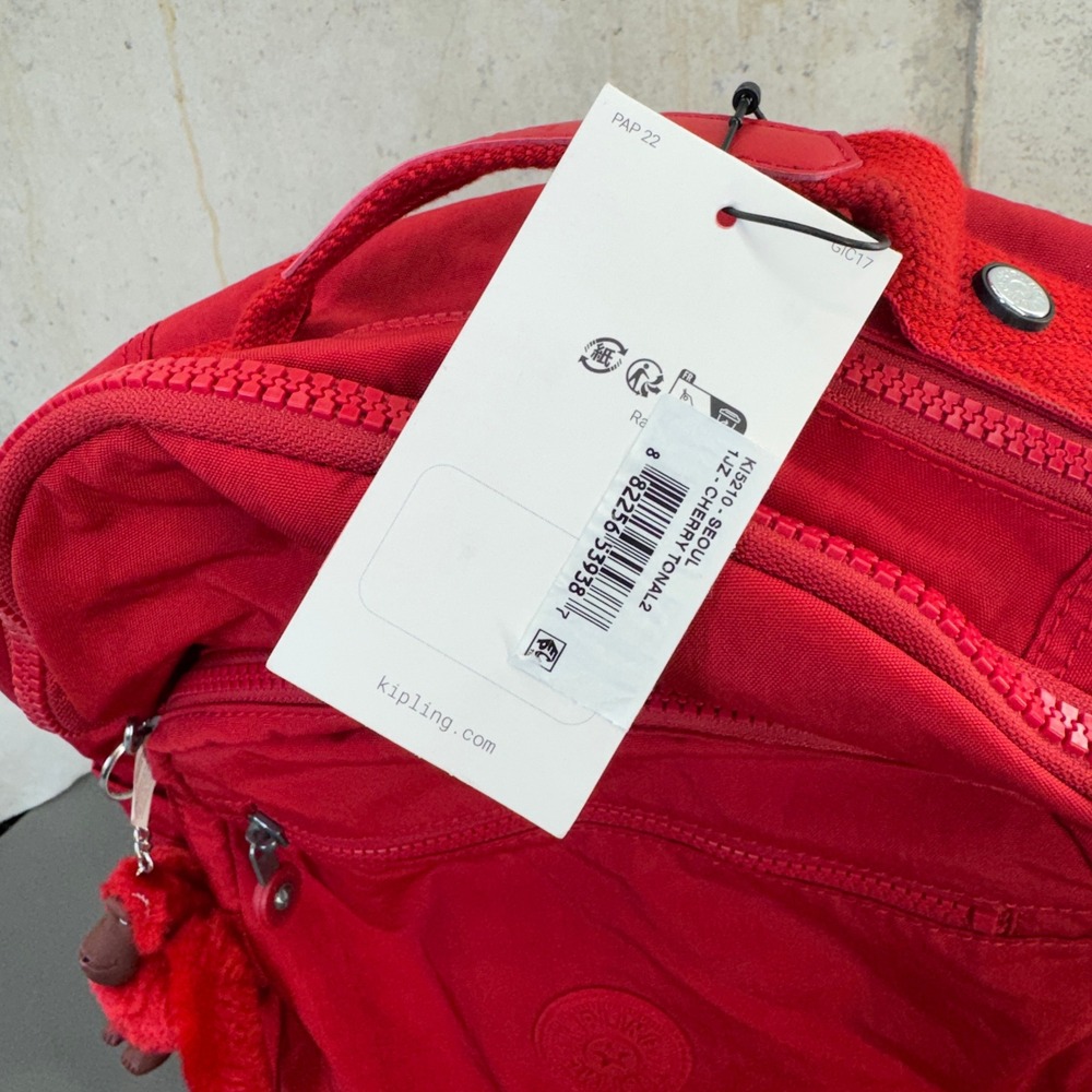 Kipling Seoul Red Nylon 27L Backpack NWT, Laptop Compartment, Monkey Keychain - Picture 4 of 10